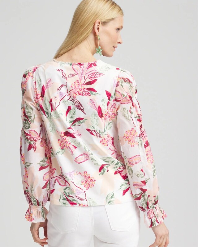 Pima Floral Smocked Long Sleeve Tee - image 3